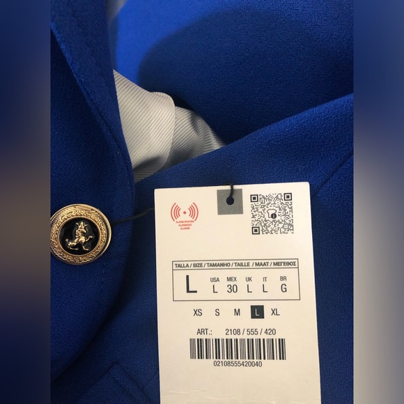 Zara Cobalt Blue Tailored Double Breasted Blazer - Picture 12 of 16